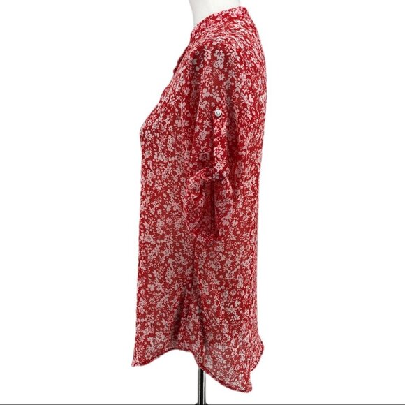 zink London Red Floral Print Tunic Style Top - Picture 4 of 8